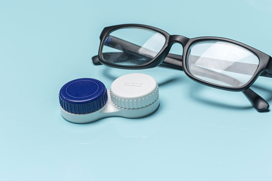 Glasses with daily contacts case