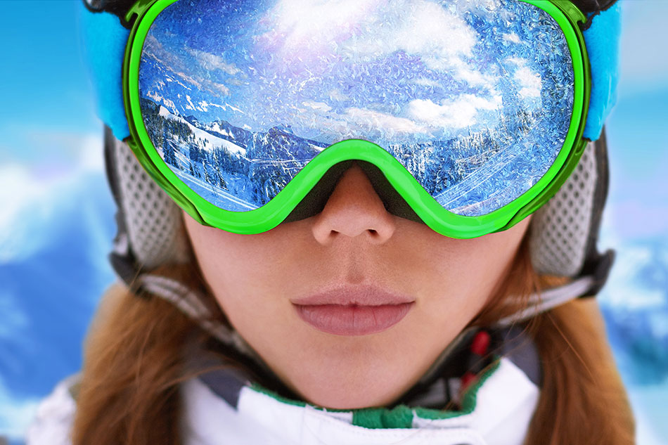 woman wearing snow goggles